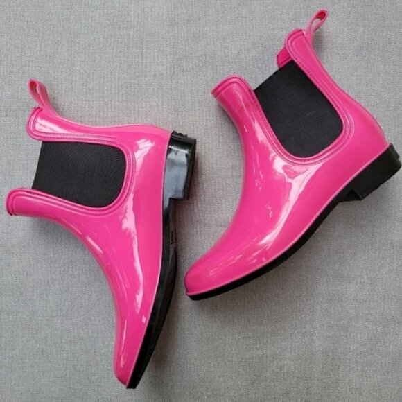 SEVEN7 Dover Rain Booties 10 Barbie Pink Rubber Waterproof Fall Winter Anti-Skid - Picture 6 of 7